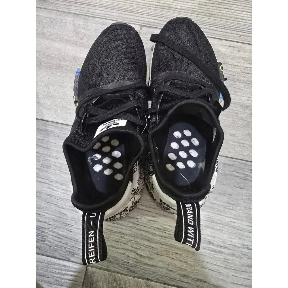 Adidas NMD_R1 J EH1383 'Black Graffiti' Black/White-Black Men's Size 5 Women's 7